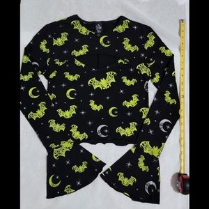 Dollskill The Grave Girls Celestial Bat Print Long Sleeve Shrug and Tank Top Set